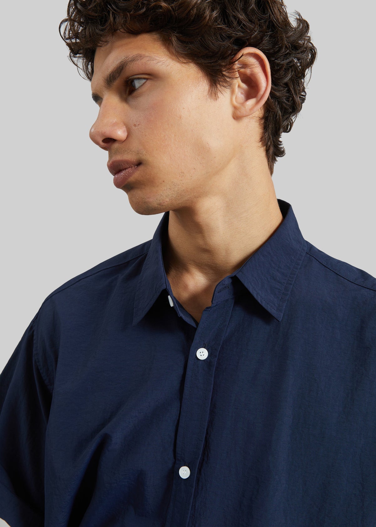 Colhame Adjustable Hem Short Sleeve Shirt - Navy β view 3 of 7