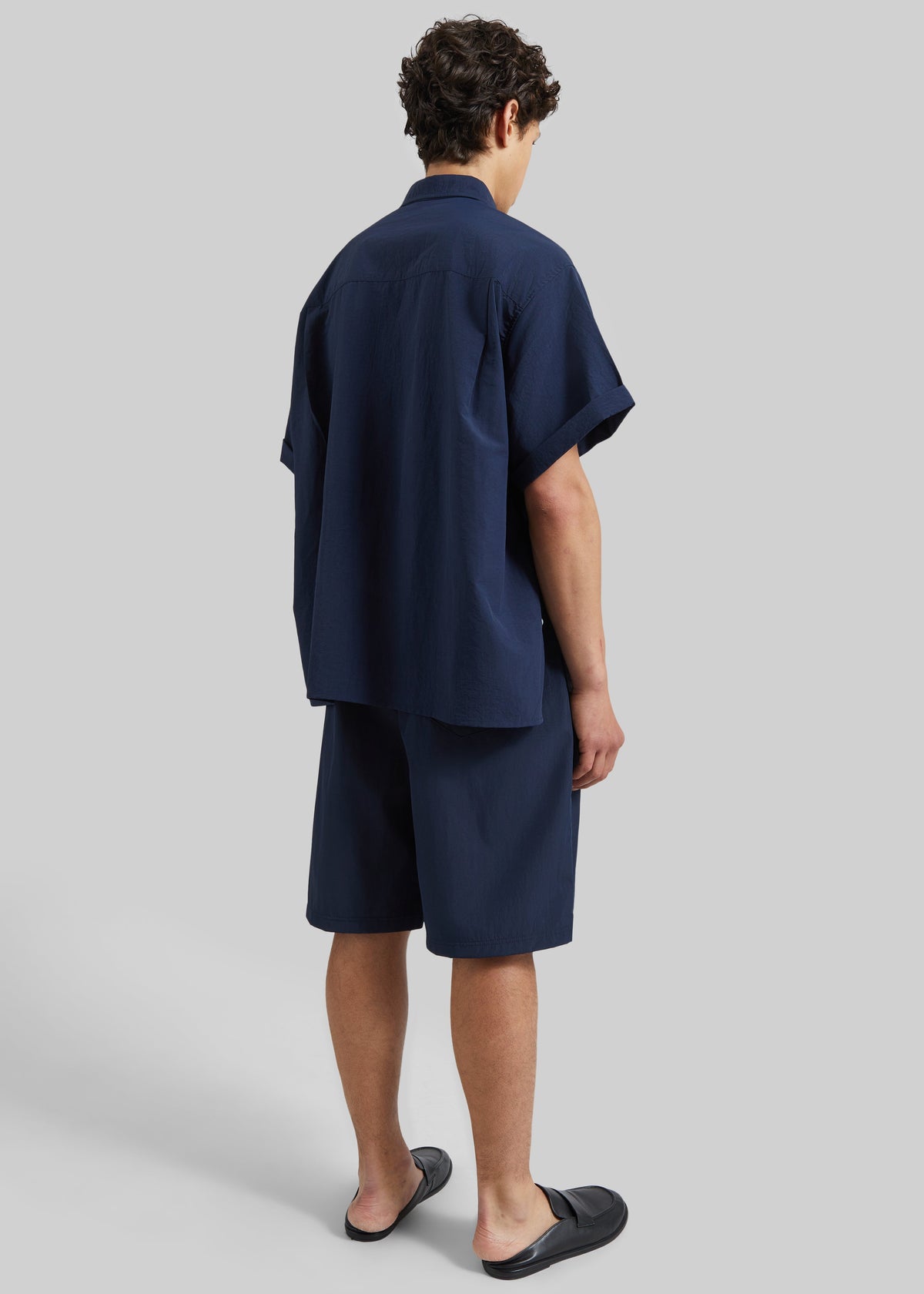 Colhame Adjustable Hem Short Sleeve Shirt - Navy β view 6 of 7
