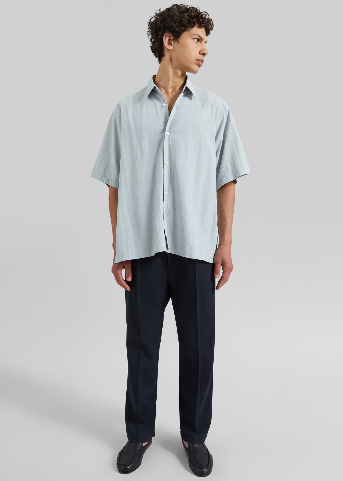 Colhame Adjustable Hem Short Sleeve Shirt - Powder Blue β view 5 of 8