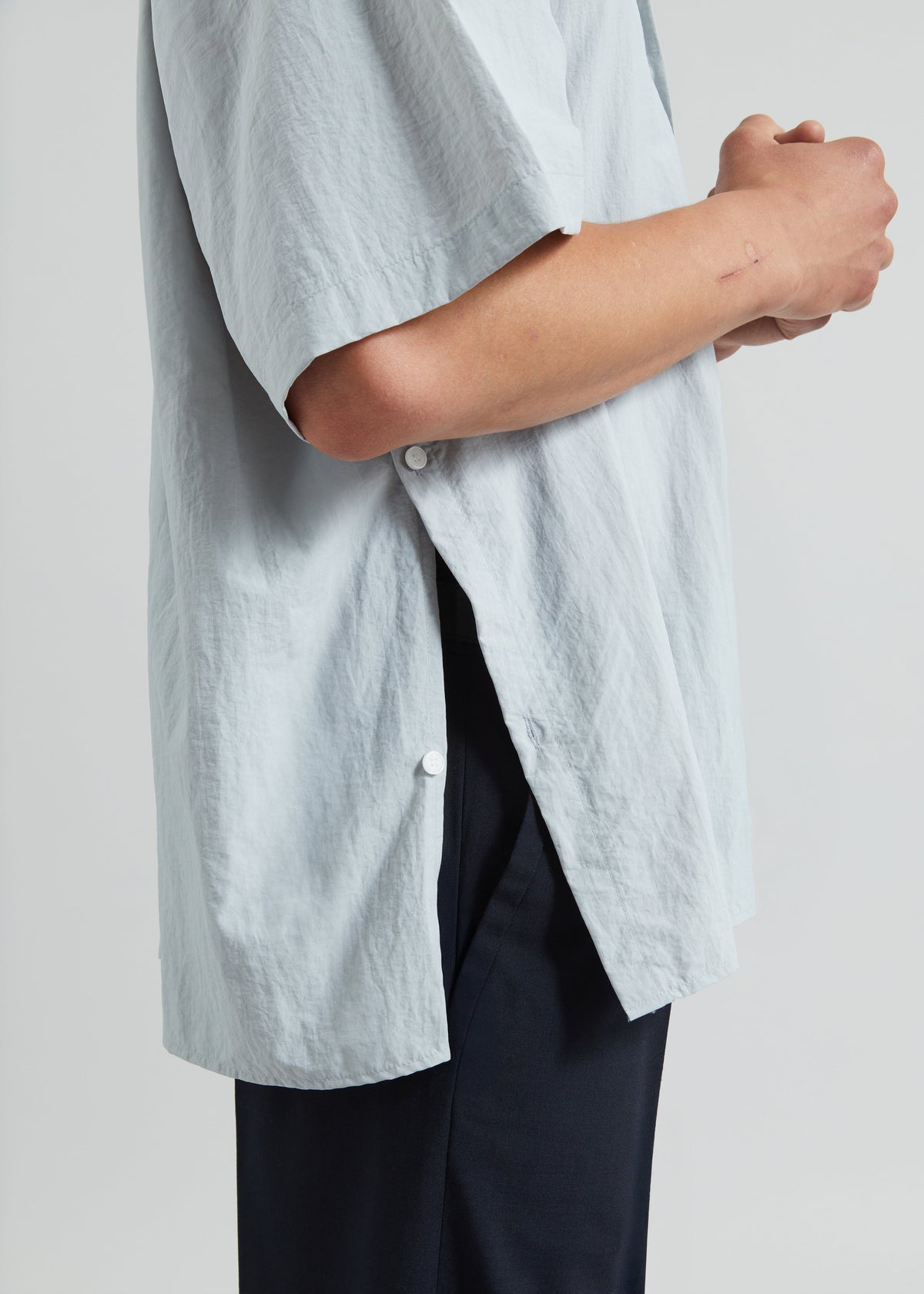 Colhame Adjustable Hem Short Sleeve Shirt - Powder Blue β view 2 of 8