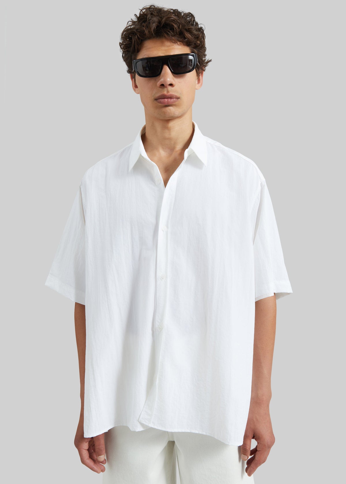 Colhame Adjustable Hem Short Sleeve Shirt - White β view 5 of 8