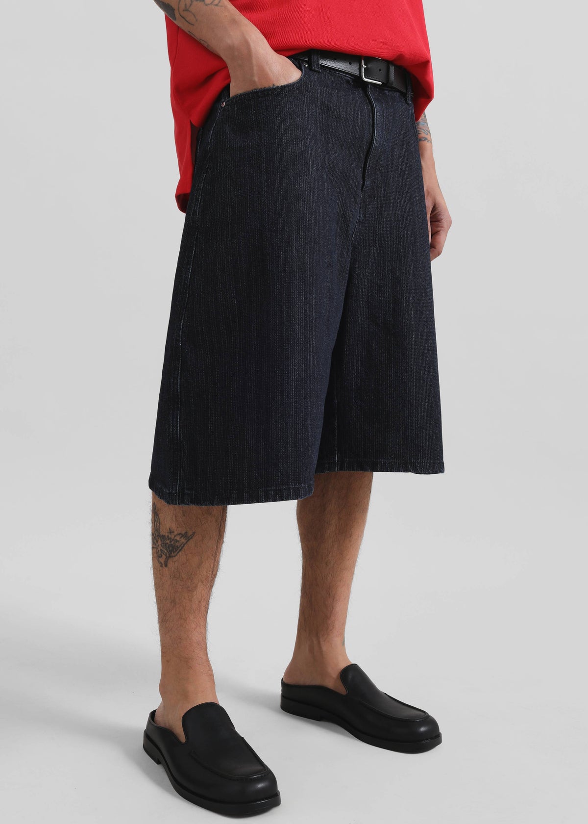 Colville Pinstripe Denim Bermuda Shorts - Dark Wash β view 7 of 9