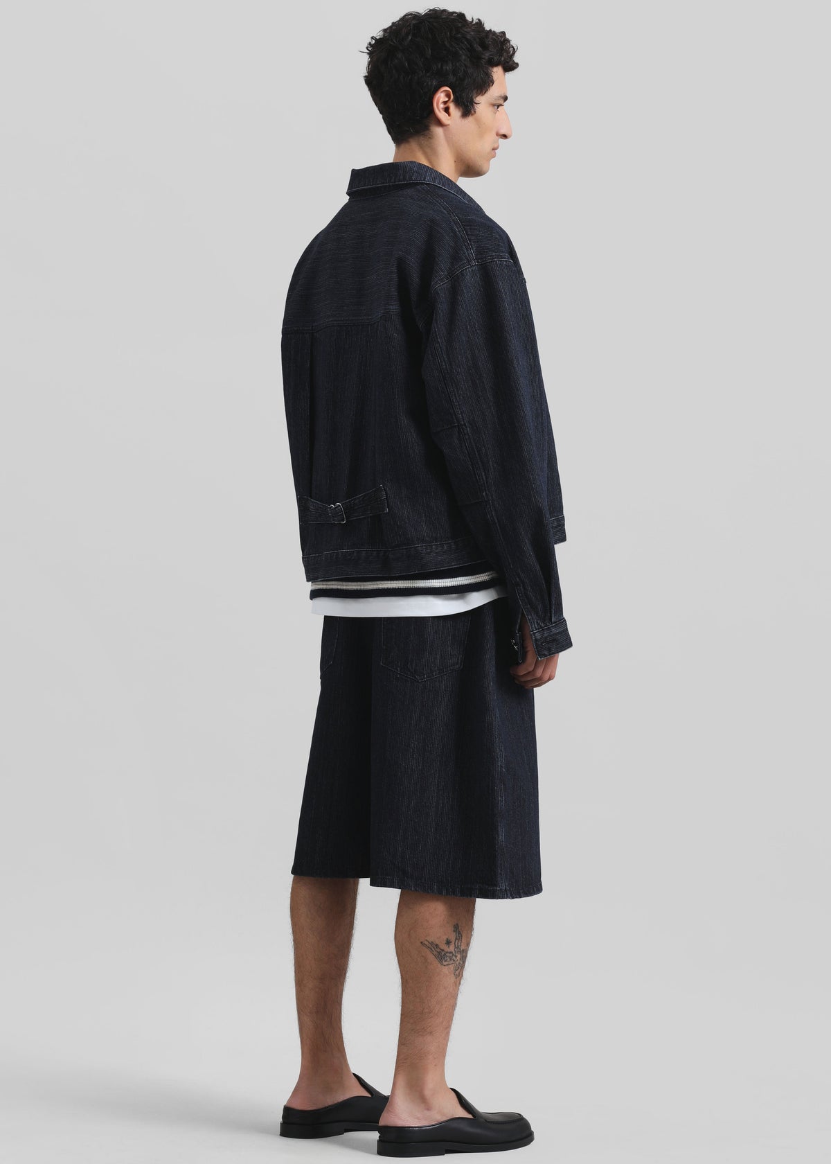 Colville Pinstripe Denim Bermuda Shorts - Dark Wash β view 8 of 9