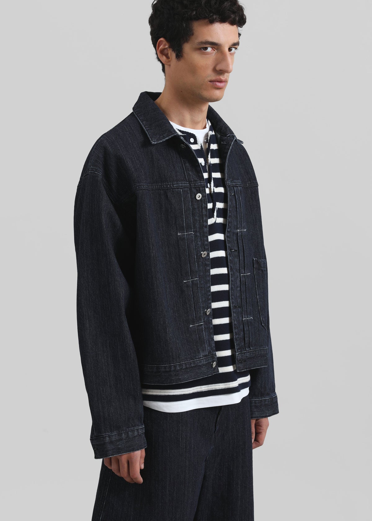Colville Pinstripe Denim Work Jacket - Dark Wash β view 6 of 8