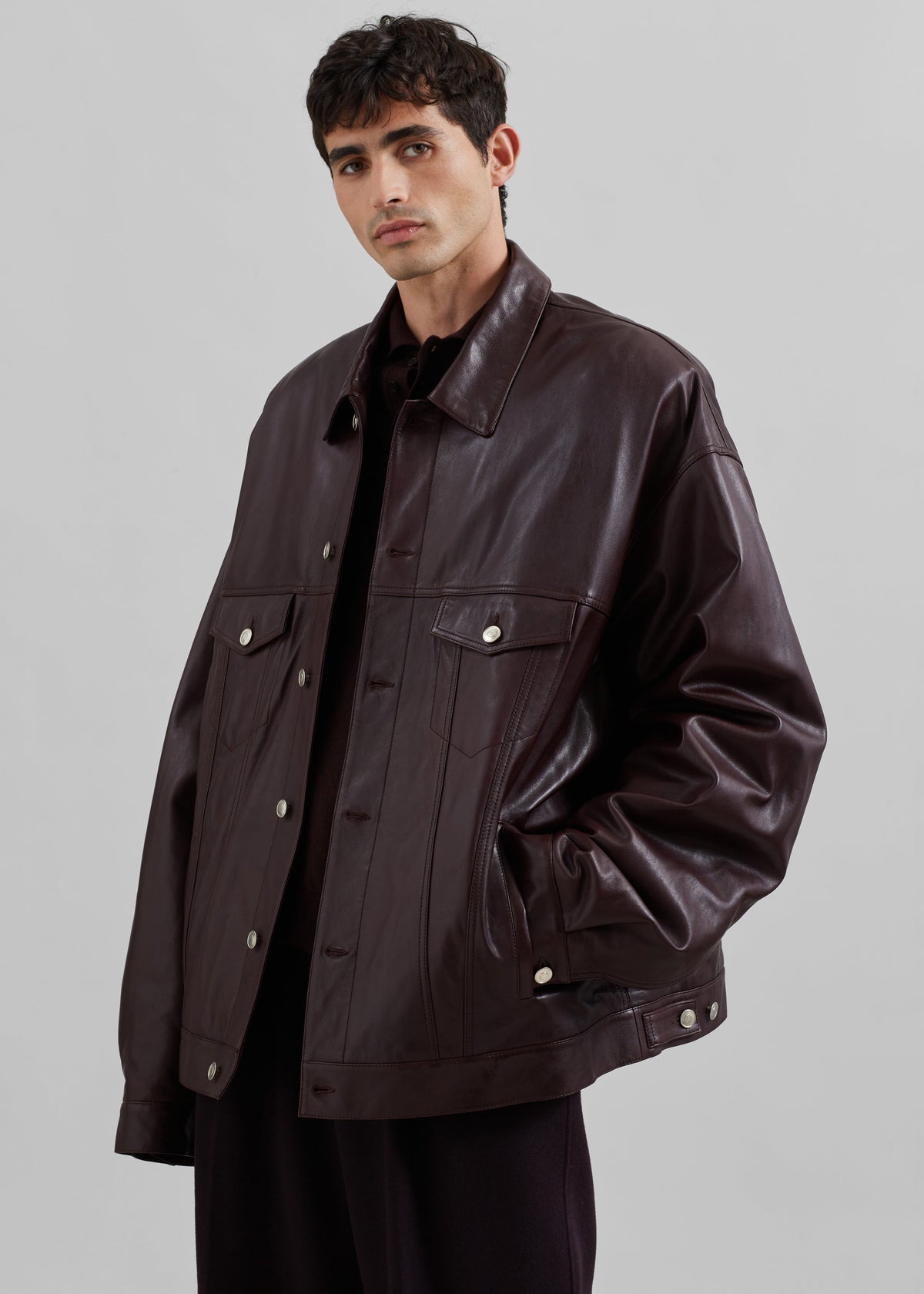 Conan Faux Leather Jacket - Burgundy β view 1 of 8