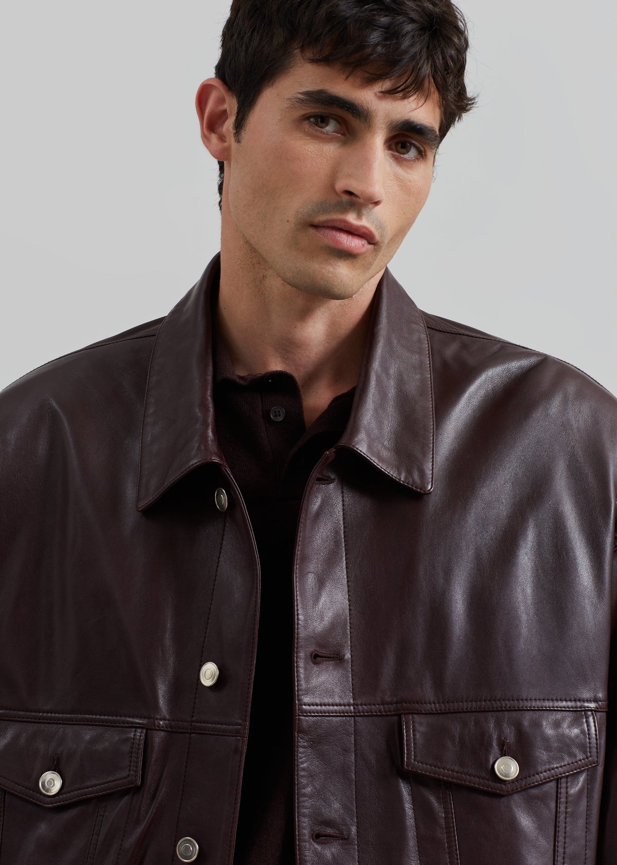 Conan Faux Leather Jacket - Burgundy β view 4 of 8
