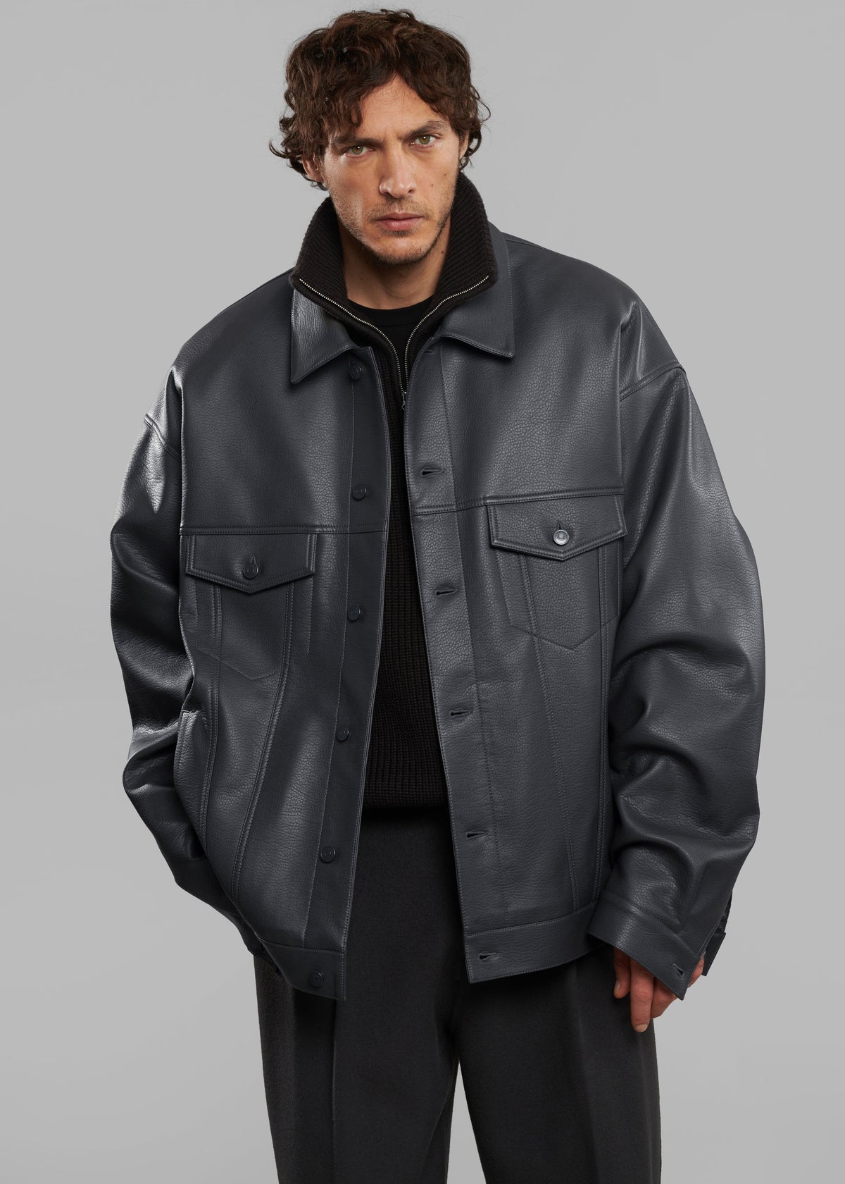 Conan Faux Leather Jacket - Dark Grey β view 10 of 14