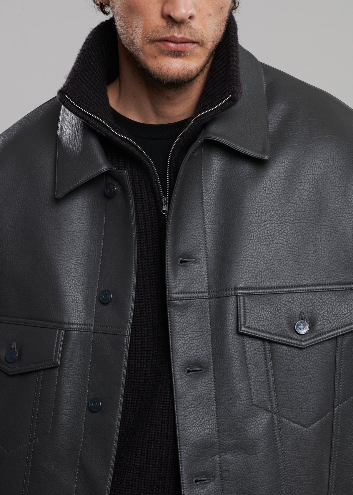 Conan Faux Leather Jacket - Dark Grey β view 11 of 14