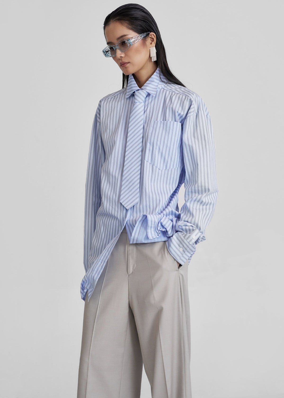 Connahy Tie Neck Shirt - Blue β view 7 of 8