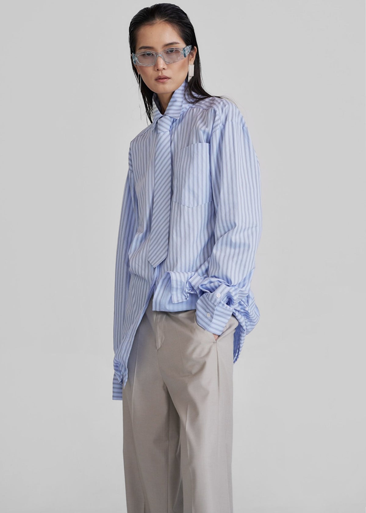 Connahy Tie Neck Shirt - Blue β view 1 of 8