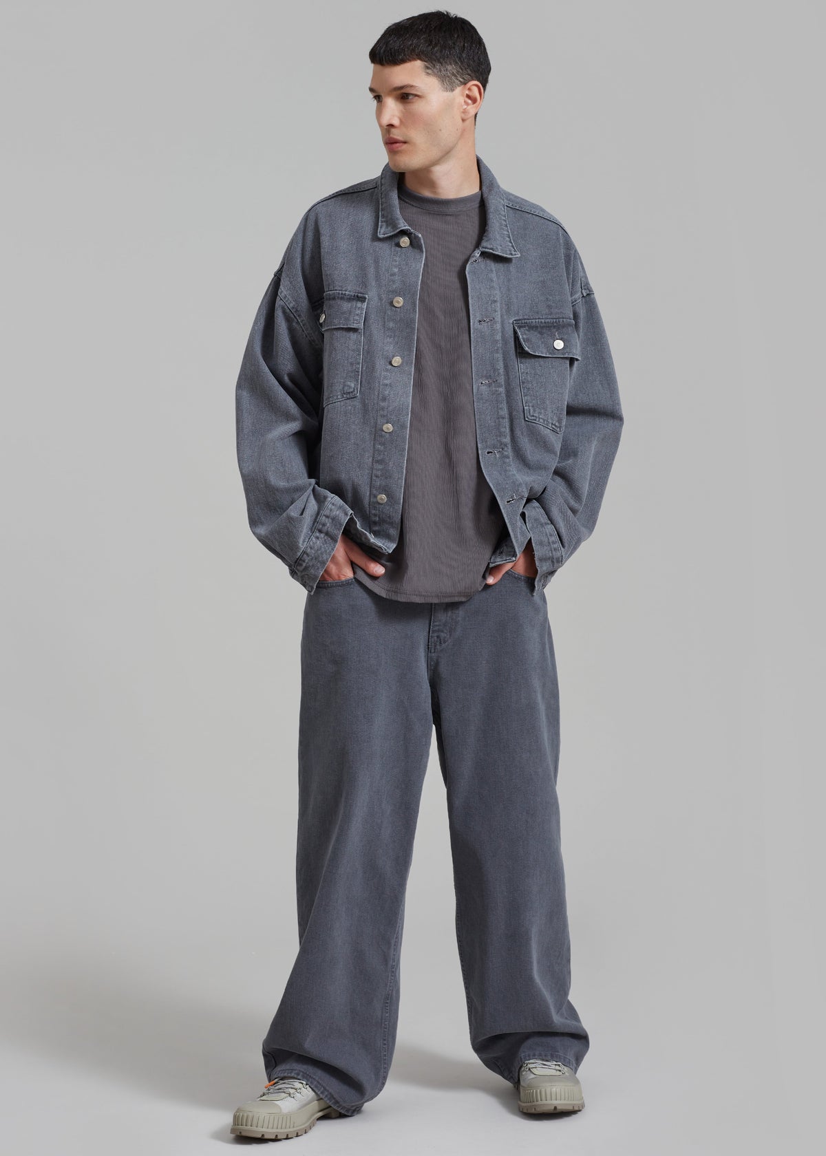 Connor Oversized Denim Jacket - Grey Wash β view 5 of 7
