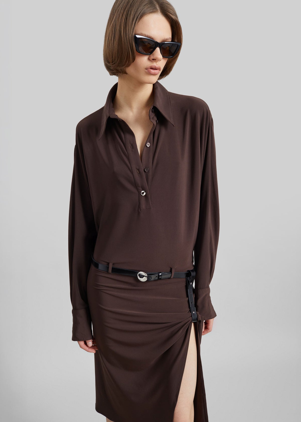 Coperni Draped Boxy Suspended Dress - Brown β view 3 of 5