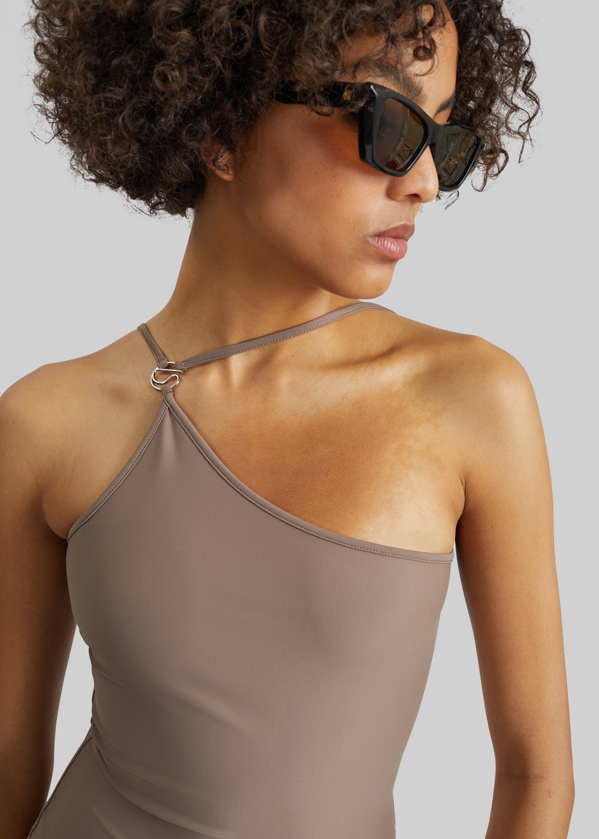 Coperni One Shoulder Swimsuit - Brown β view 2 of 4