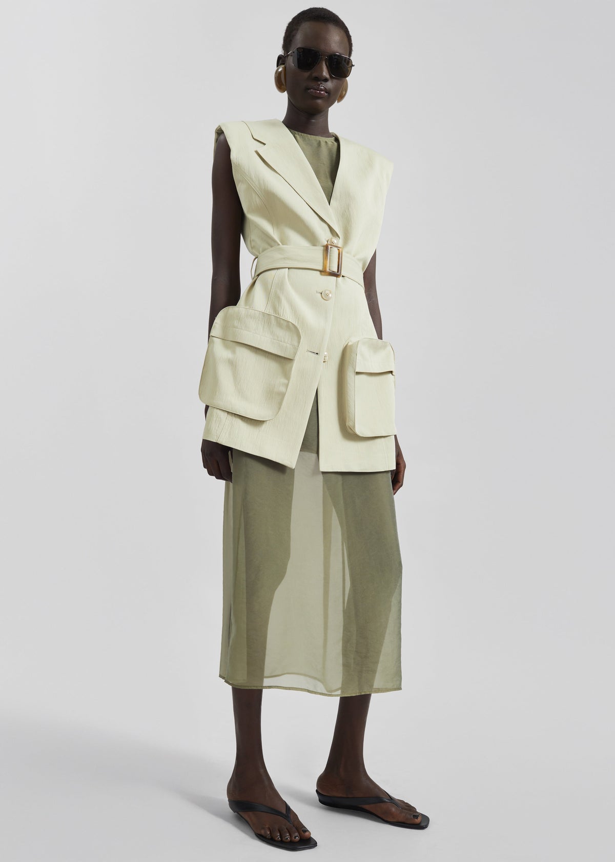 Corindi Sheer Organza Dress - Olive β view 3 of 9