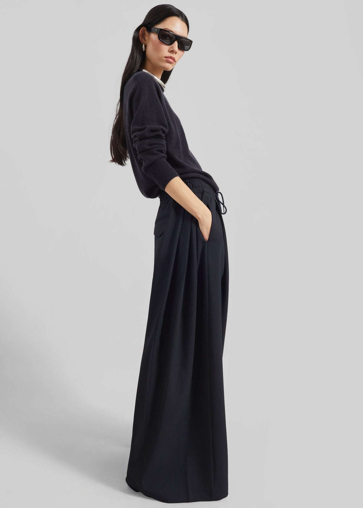 Corlen Pleated Wide Pants - Dark Navy β view 1 of 9