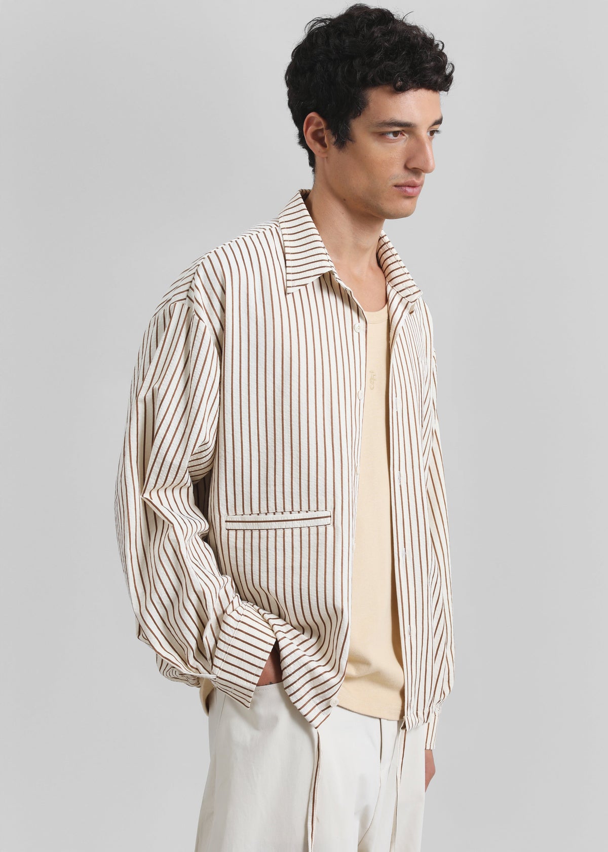 Corwin Shirt Jacket - Beige/Brown Stripe β view 4 of 7