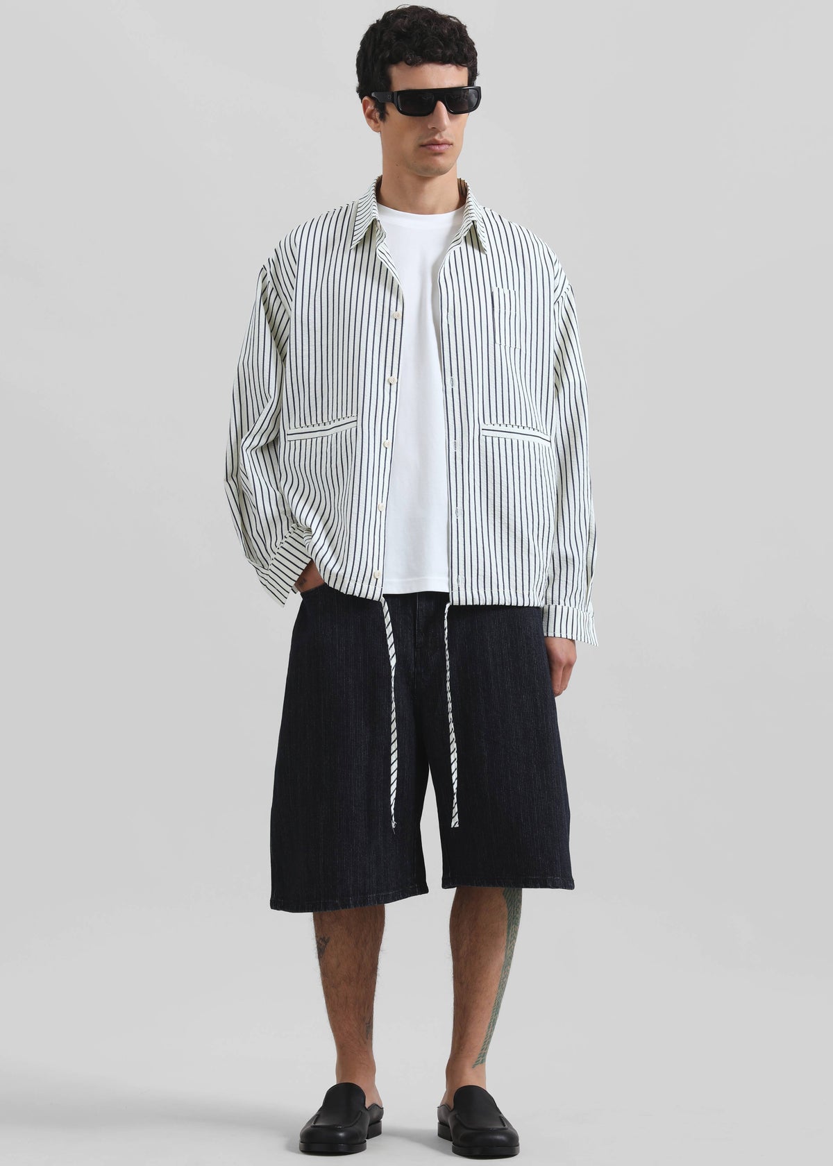 Corwin Shirt Jacket - White/Navy Stripe β view 1 of 7