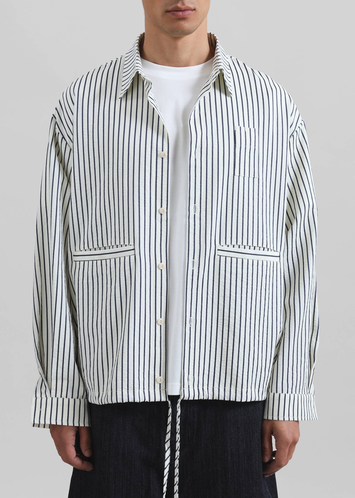 Corwin Shirt Jacket - White/Navy Stripe β view 3 of 7