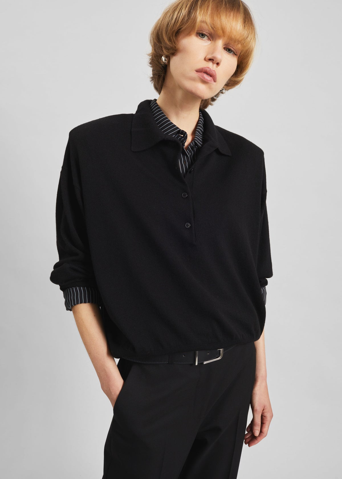 Croydon Padded Knit Polo - Black β view 1 of 6