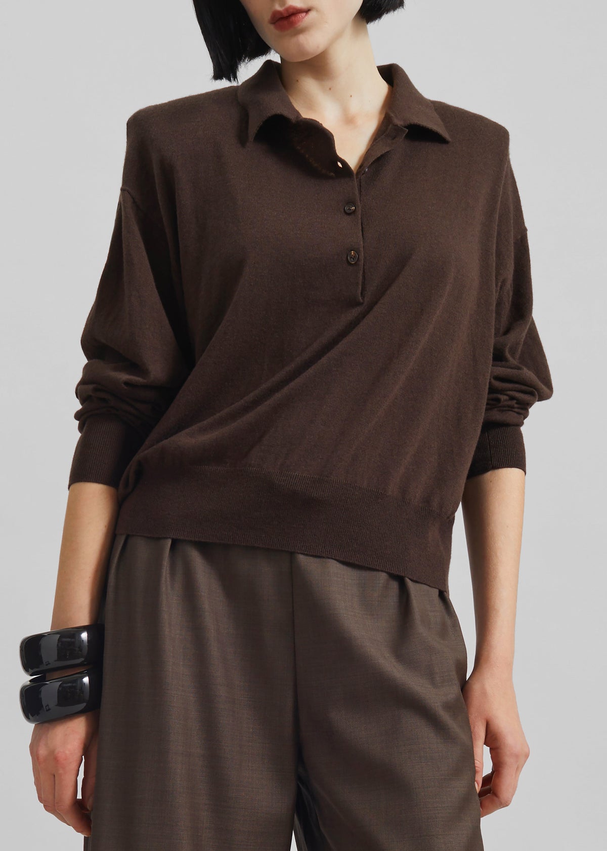 Croydon Padded Knit Polo - Brown β view 4 of 8