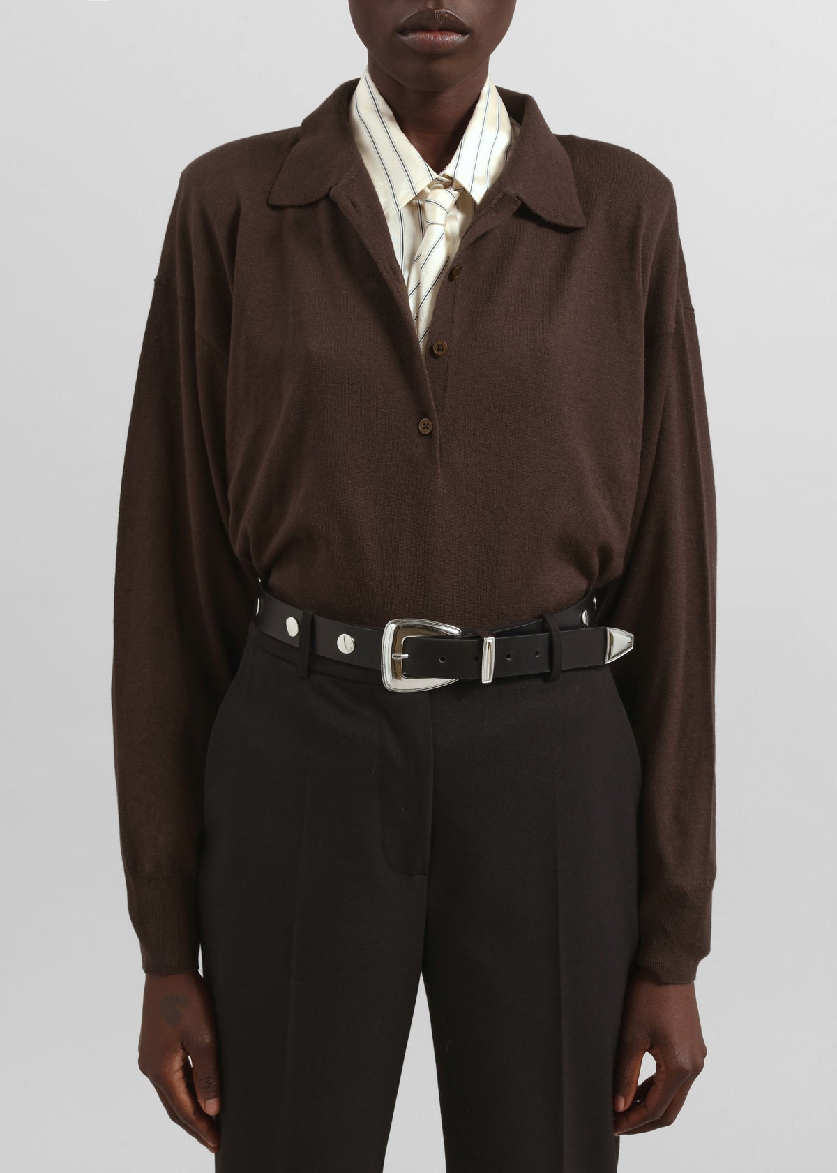 Croydon Padded Knit Polo - Brown β view 2 of 8