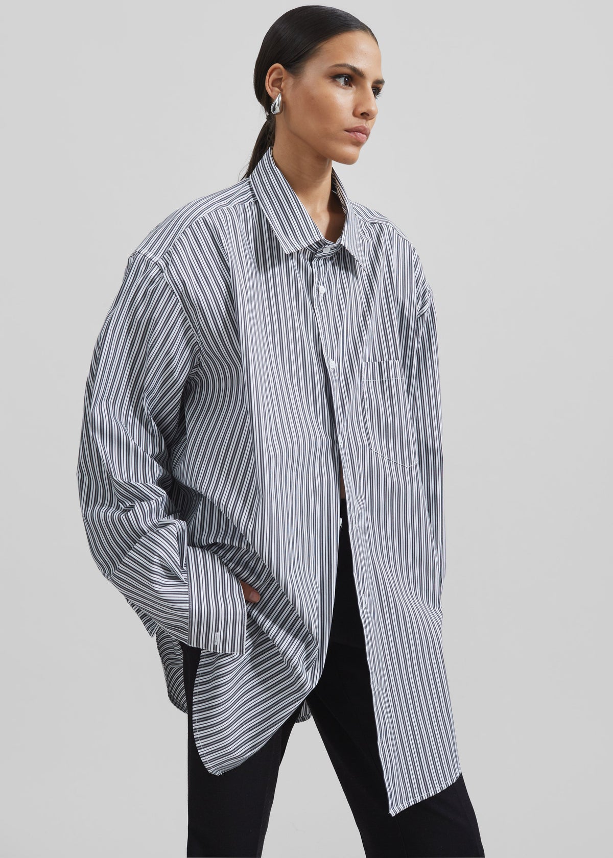 Cyrus Button Up Shirt - Black/White Stripe β view 11 of 15