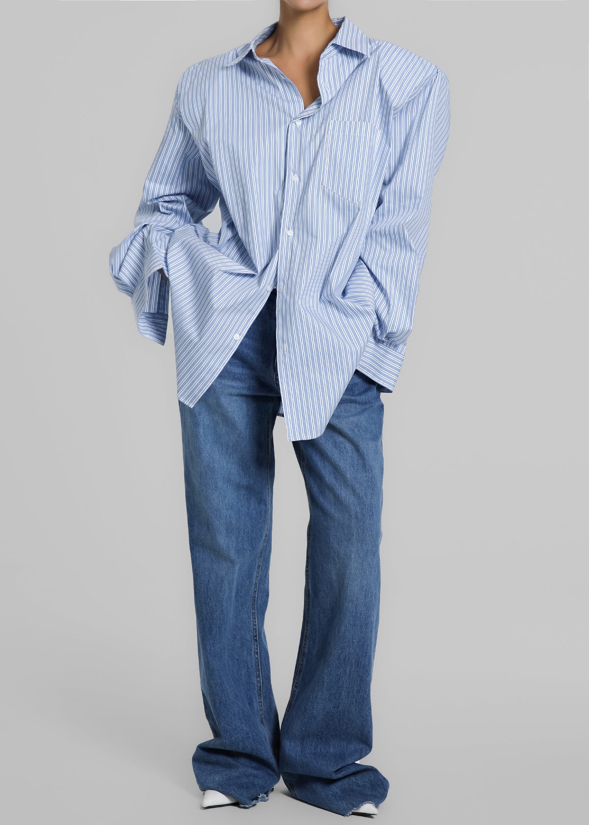 Cyrus Button Up Shirt - Blue/White Stripe β view 1 of 7