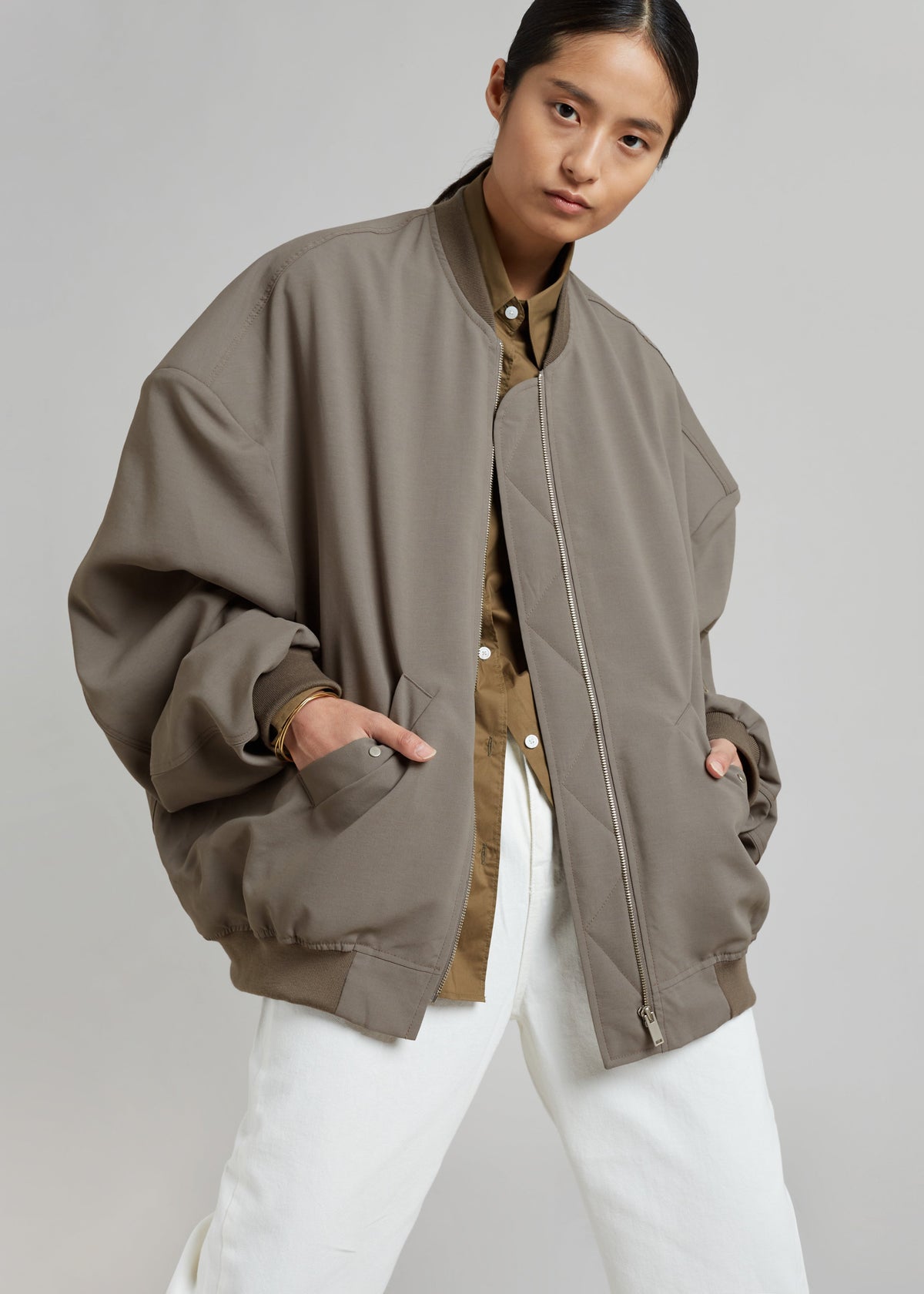 Lumi Bomber Jacket - Dark Olive β view 1 of 12