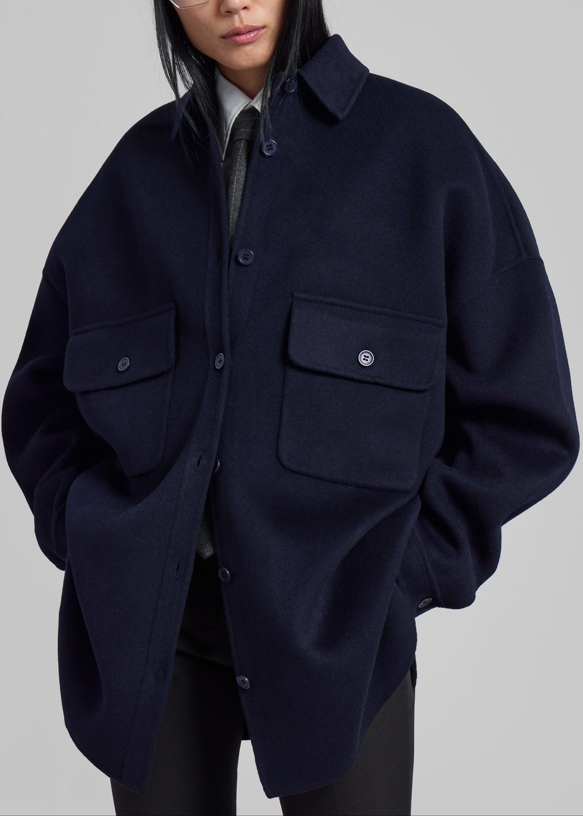 Dallas Wool Overshirt - Navy β view 4 of 8