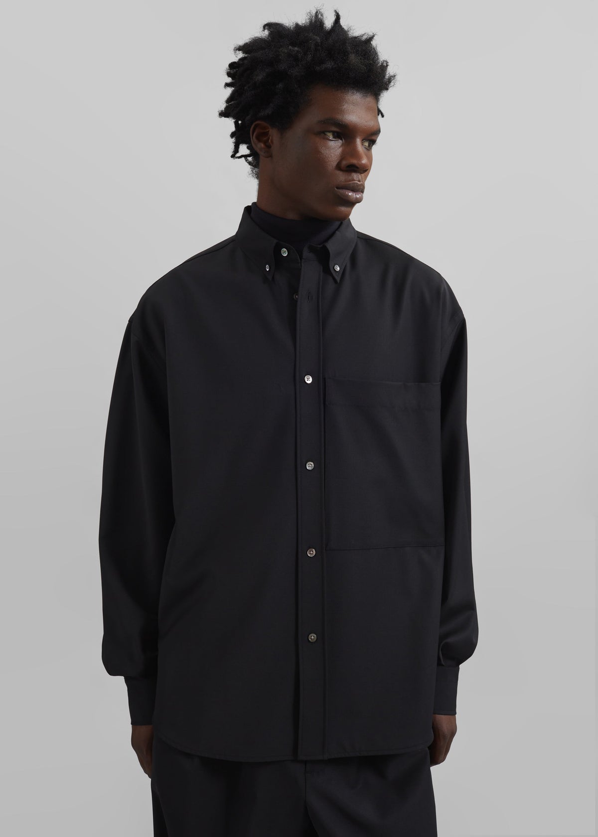 Dalton Wool Blend Shirt - Black β view 4 of 9