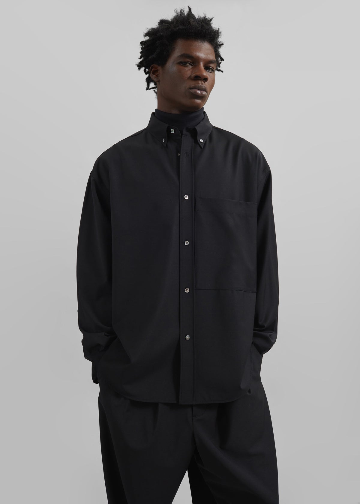Dalton Wool Blend Shirt - Black β view 1 of 9