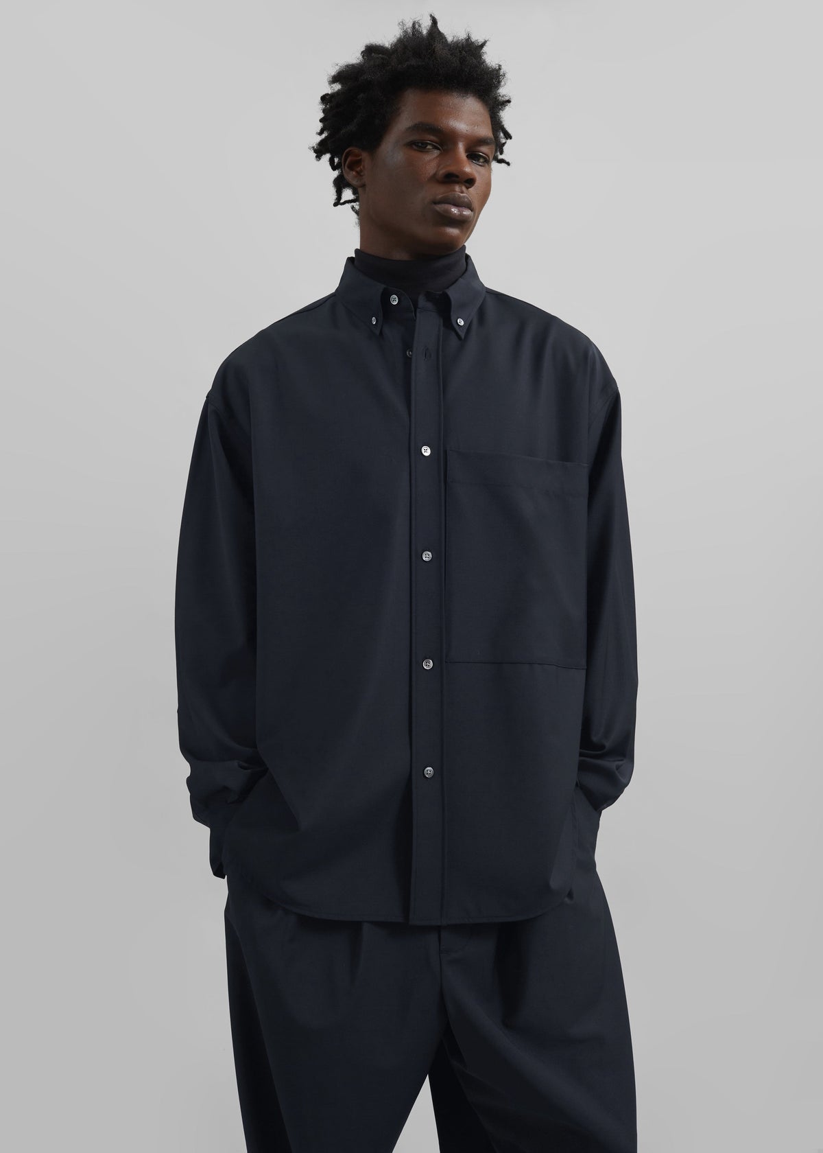 Dalton Wool Blend Shirt - Dark Navy β view 3 of 8