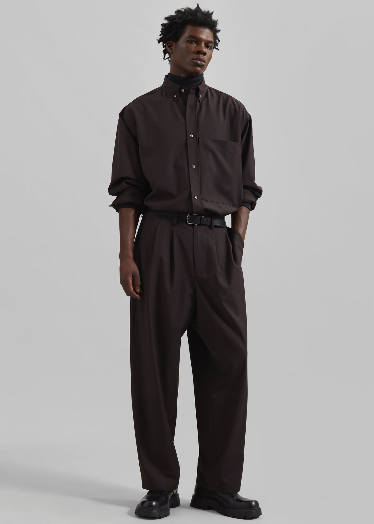 Dalton Wool Blend Trousers - Brown β view 3 of 8
