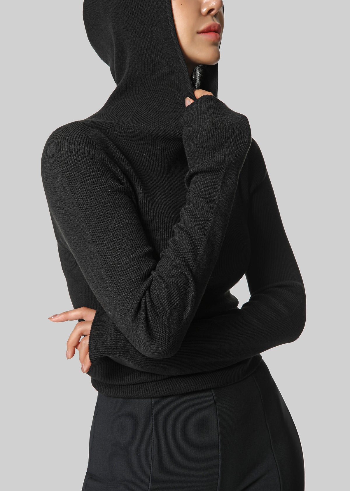 Danae Hooded Knit Top - Black β view 1 of 11