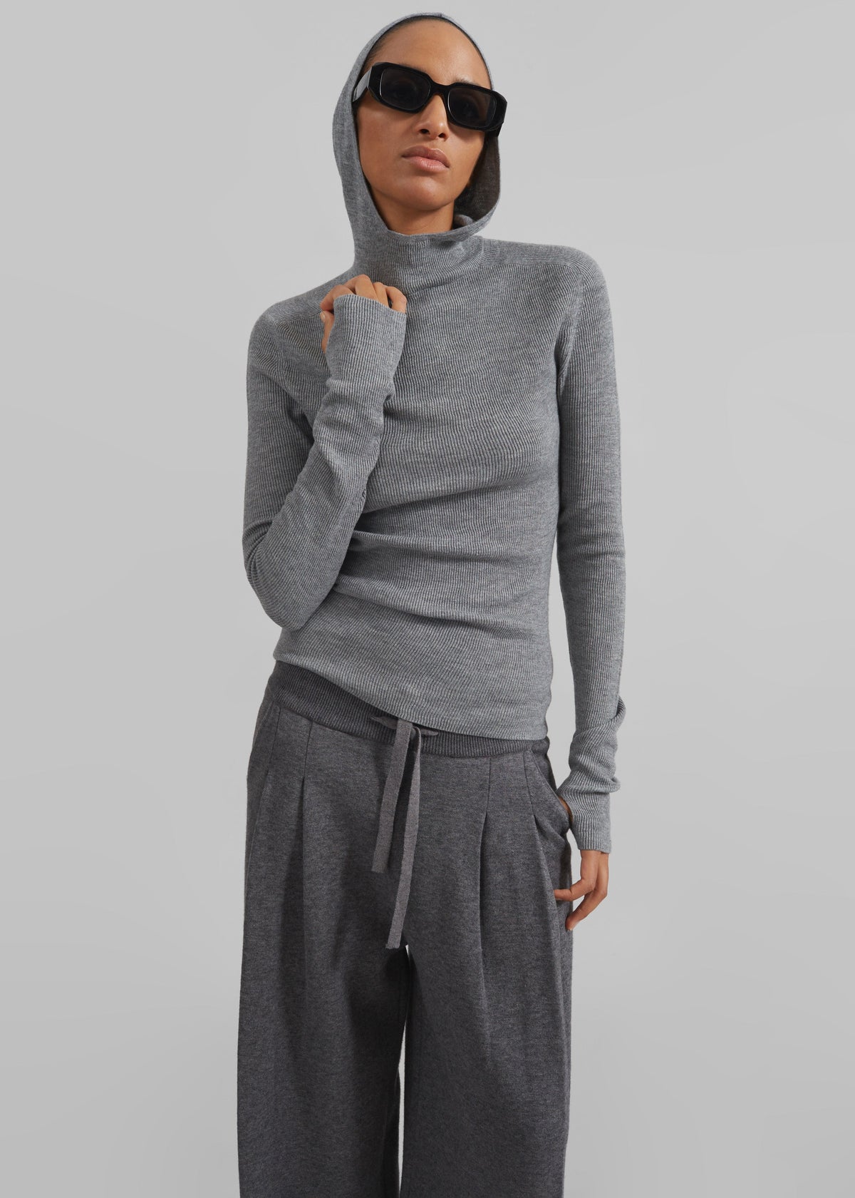 Danae Hooded Knit Top - Grey β view 8 of 14