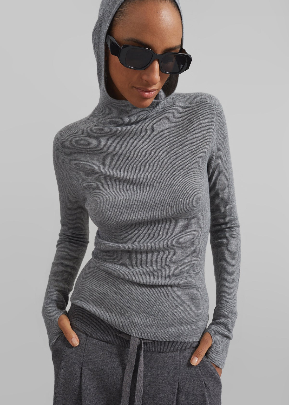 Danae Hooded Knit Top - Grey β view 6 of 14