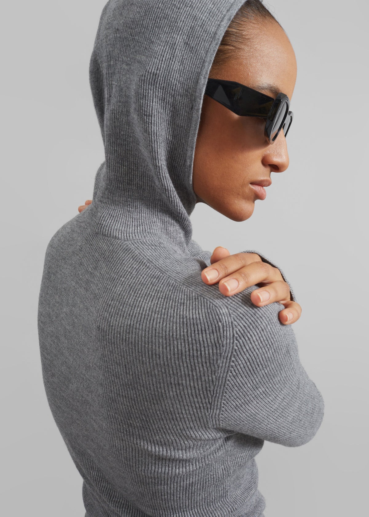 Danae Hooded Knit Top - Grey β view 2 of 14
