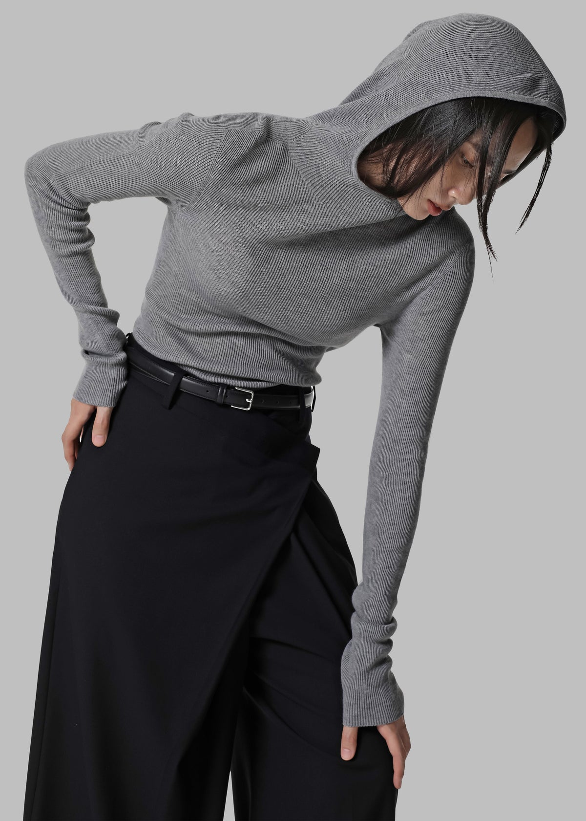 Danae Hooded Knit Top - Grey β view 3 of 14