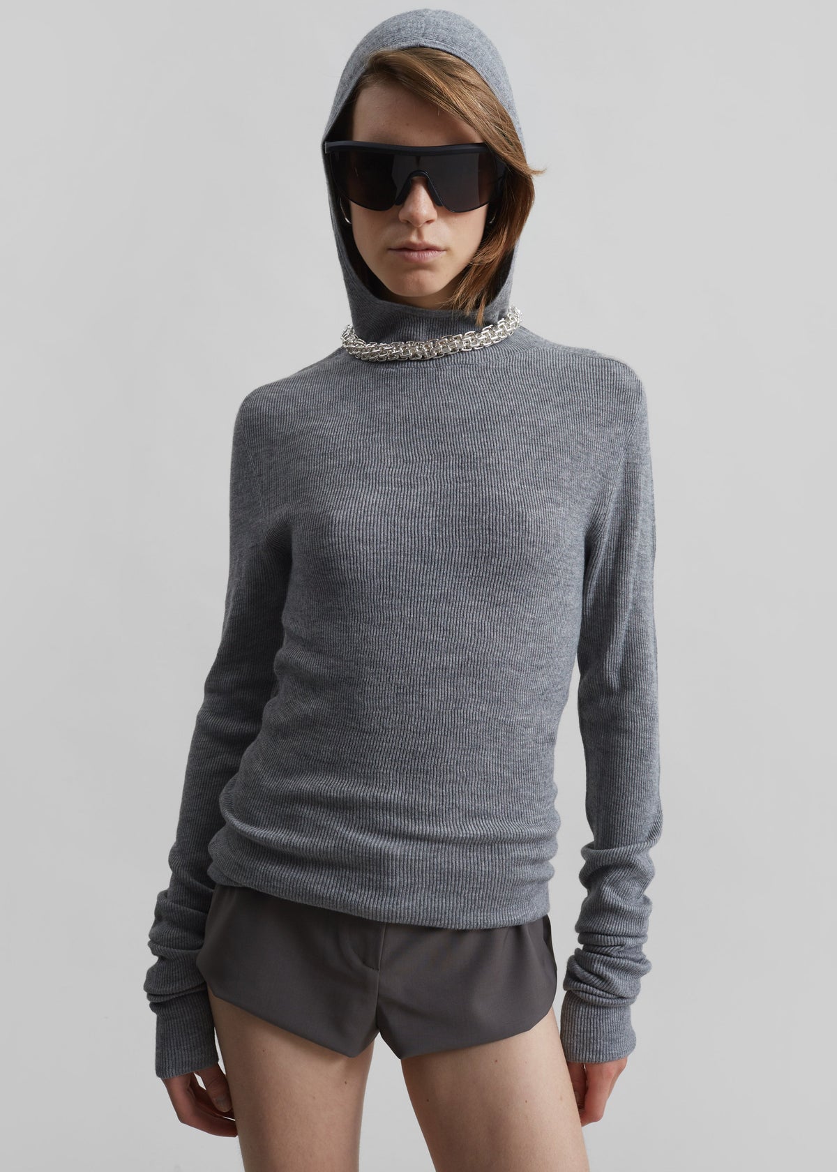 Danae Hooded Knit Top - Grey β view 1 of 14