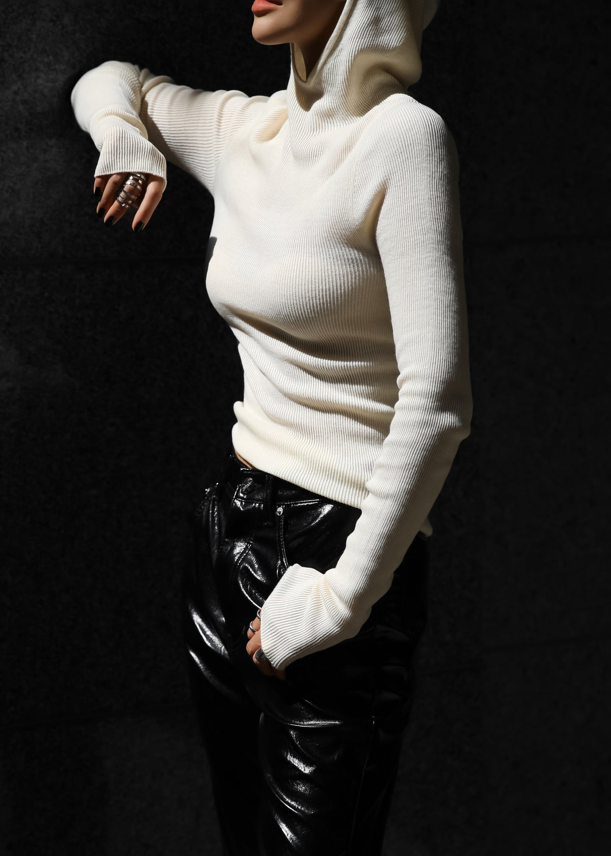 Danae Hooded Knit Top - Off White β view 4 of 8