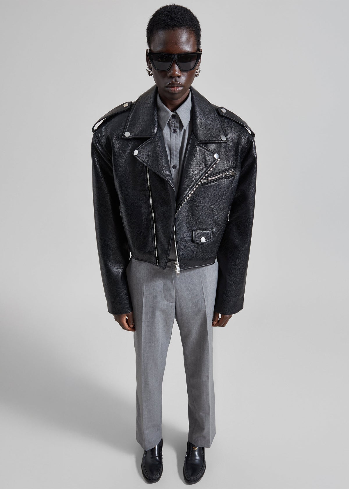Daphne Cropped Biker Jacket - Black β view 2 of 7