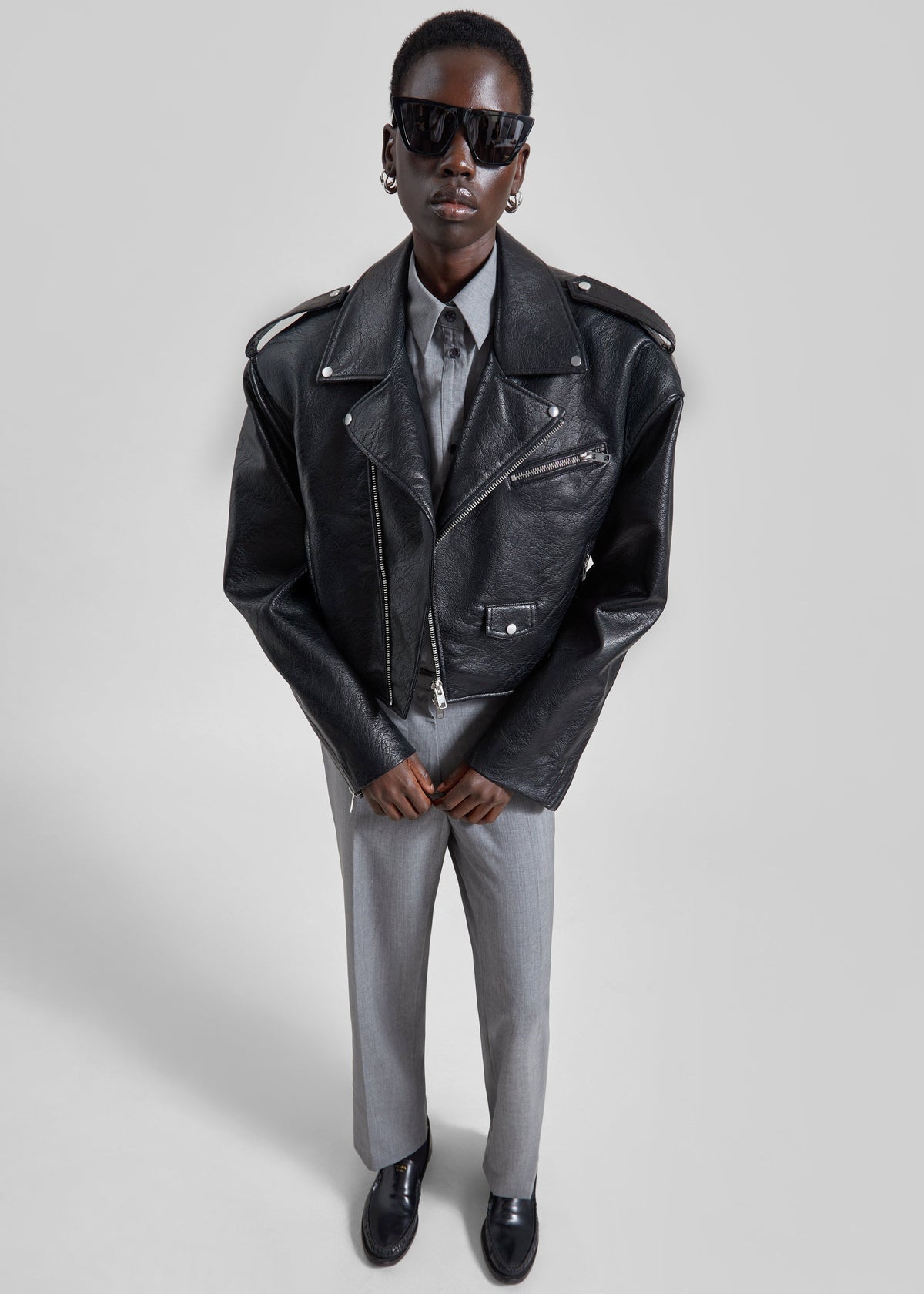 Daphne Cropped Biker Jacket - Black β view 6 of 7