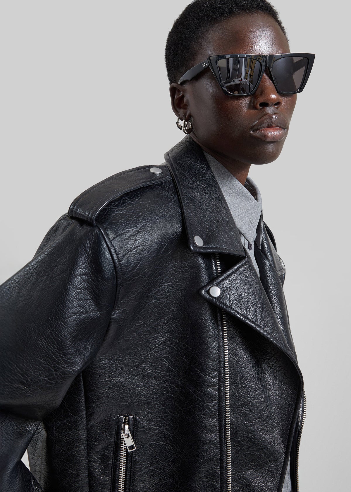 Daphne Cropped Biker Jacket - Black β view 3 of 7