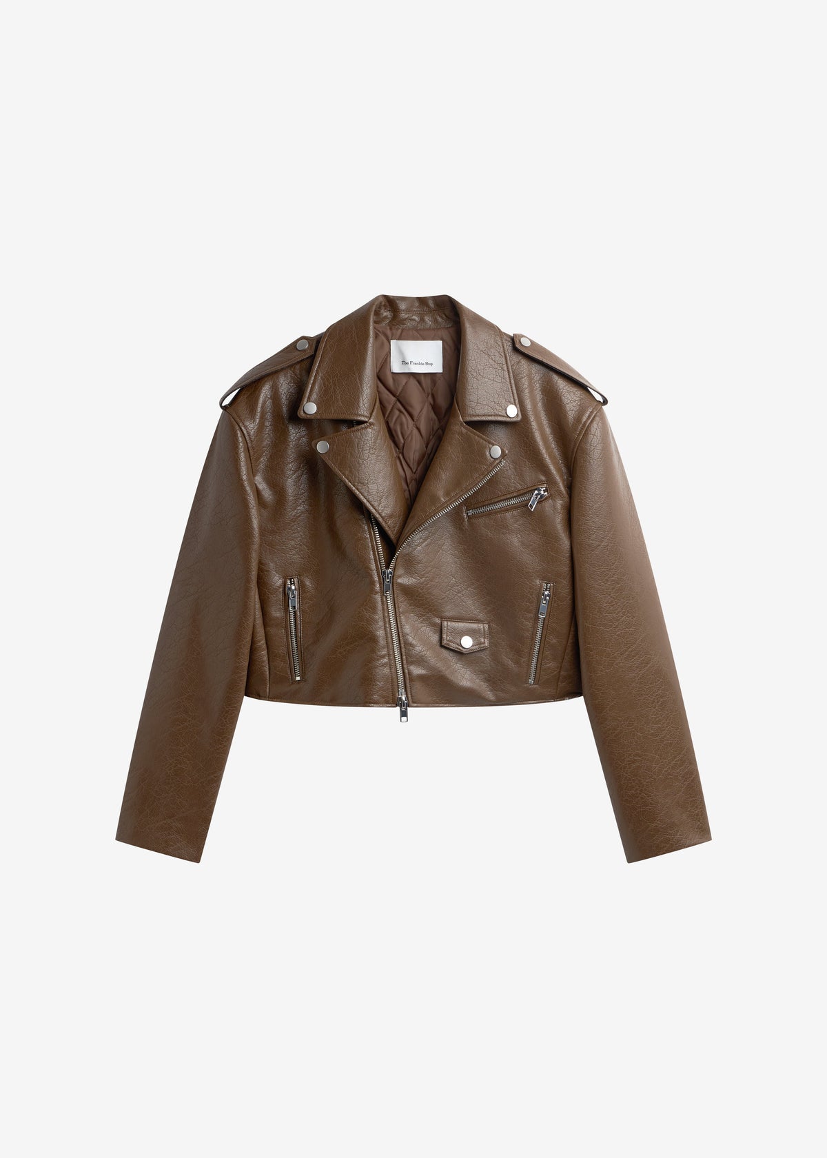 Daphne Cropped Biker Jacket - Brown β view 7 of 7