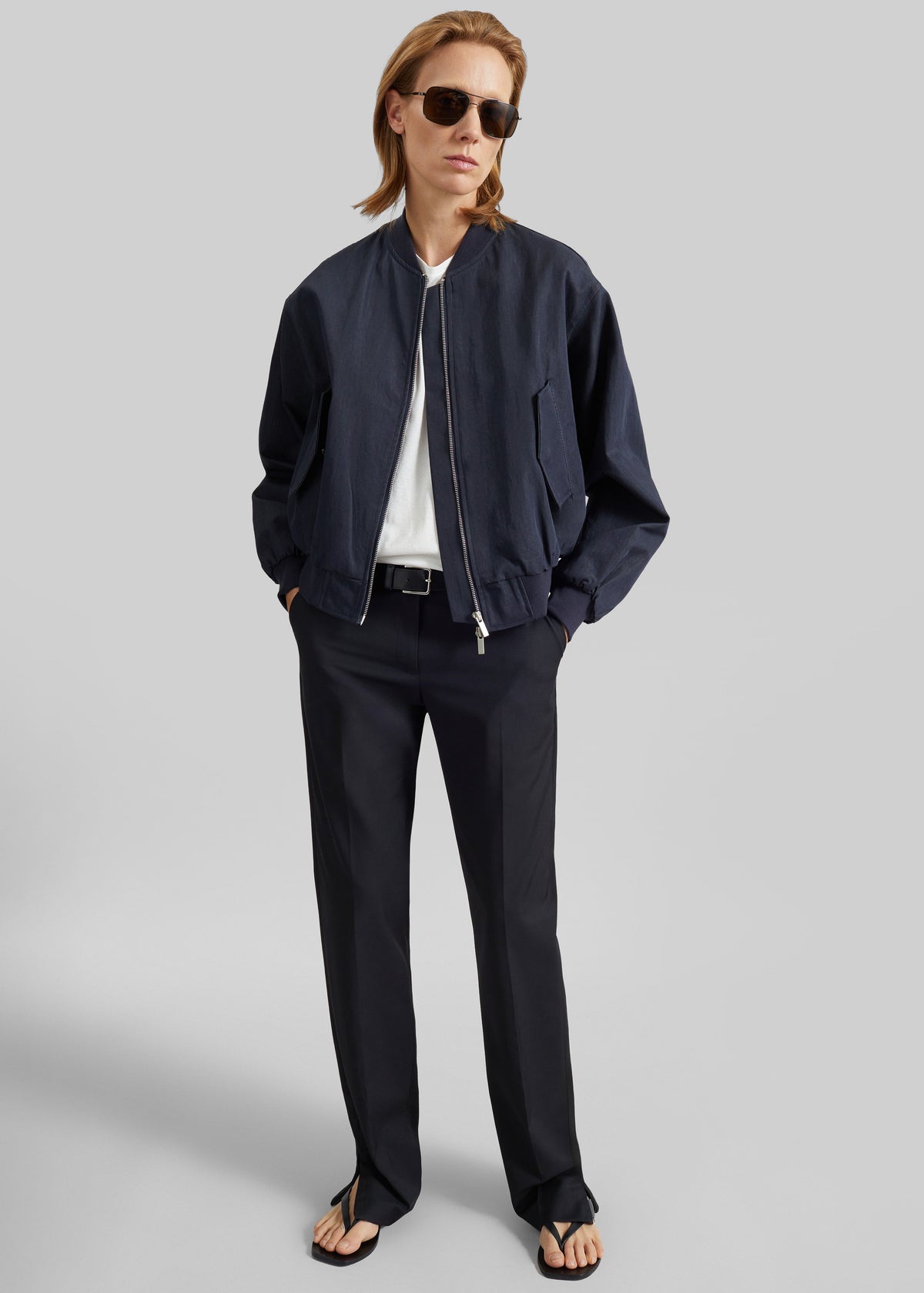 Davron Denim Effect Bomber Jacket - Dark Navy β view 5 of 8