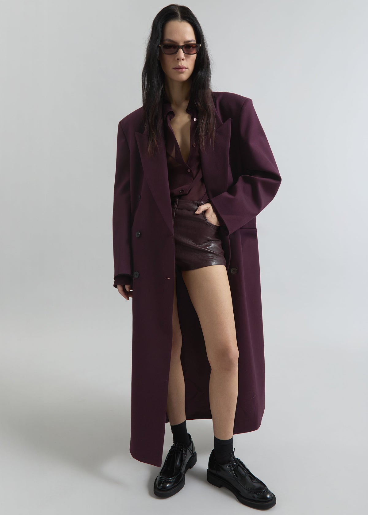 Delphina Long Coat - Burgundy β view 8 of 12