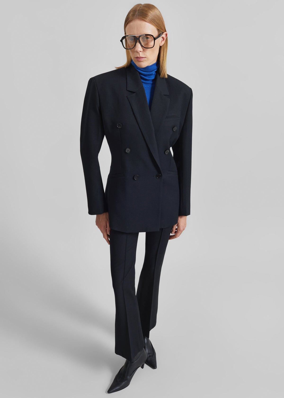 Dessa Flared Pants - Black/White Pinstripe β view 1 of 6