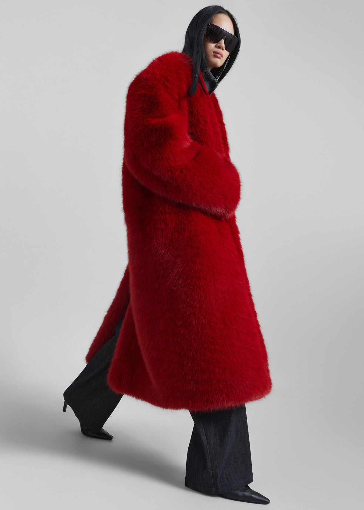 Destiny Padded Faux Fur Coat - Red β view 1 of 11