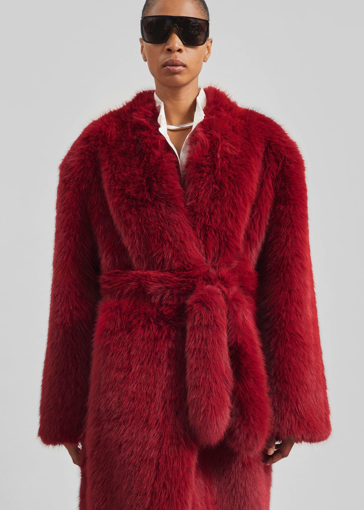Destiny Padded Faux Fur Coat - Red β view 5 of 11