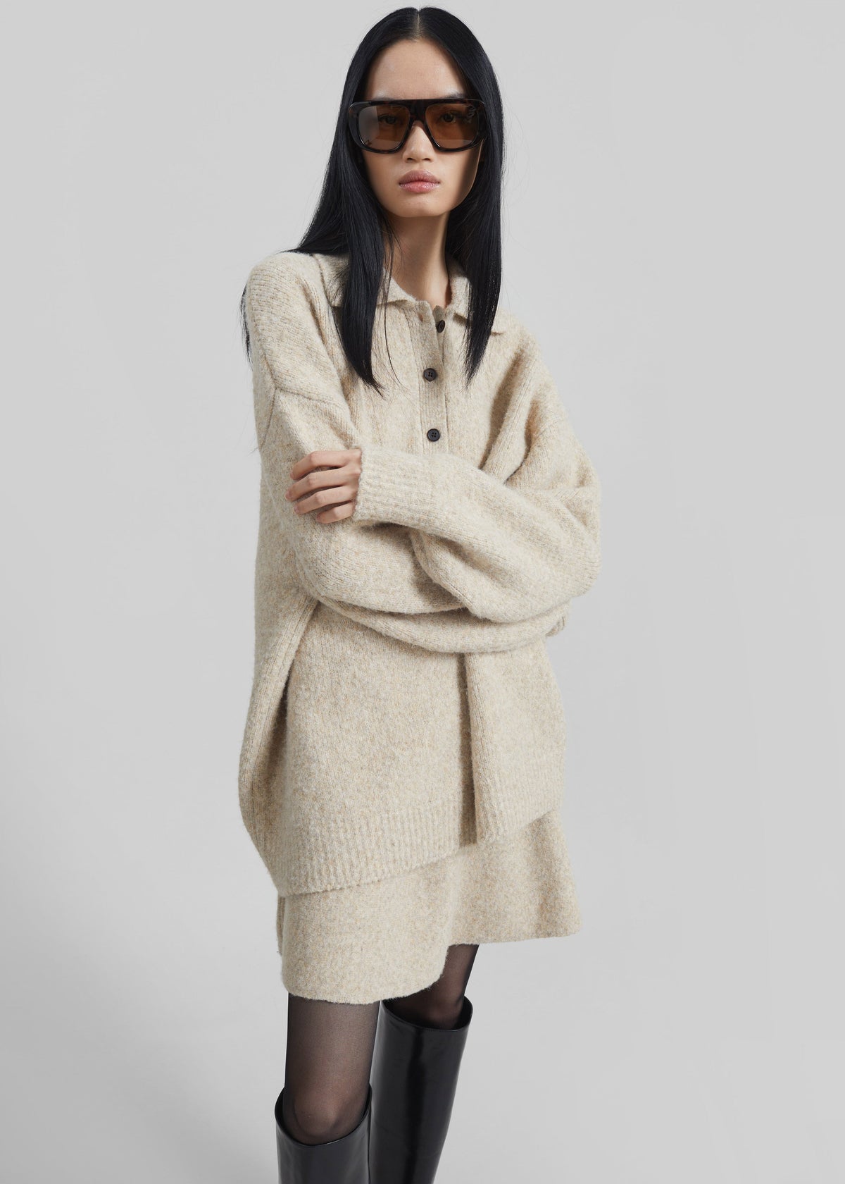 Dienne Knit Mini Skirt - Beige β view 8 of 10